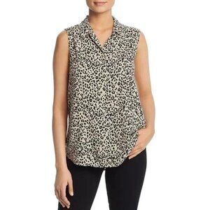 NWT Beach Lunch Lounge Cheetah Leilanah Sleeveless Button-Down Top Size S